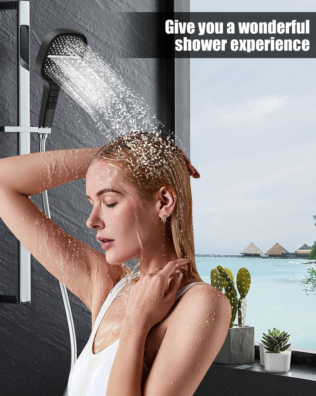 Duschkopf Wassersparend mit Stopptaste, Duschkopf Regendusche mit 7 Strahlarten, Handbrause, Spardus