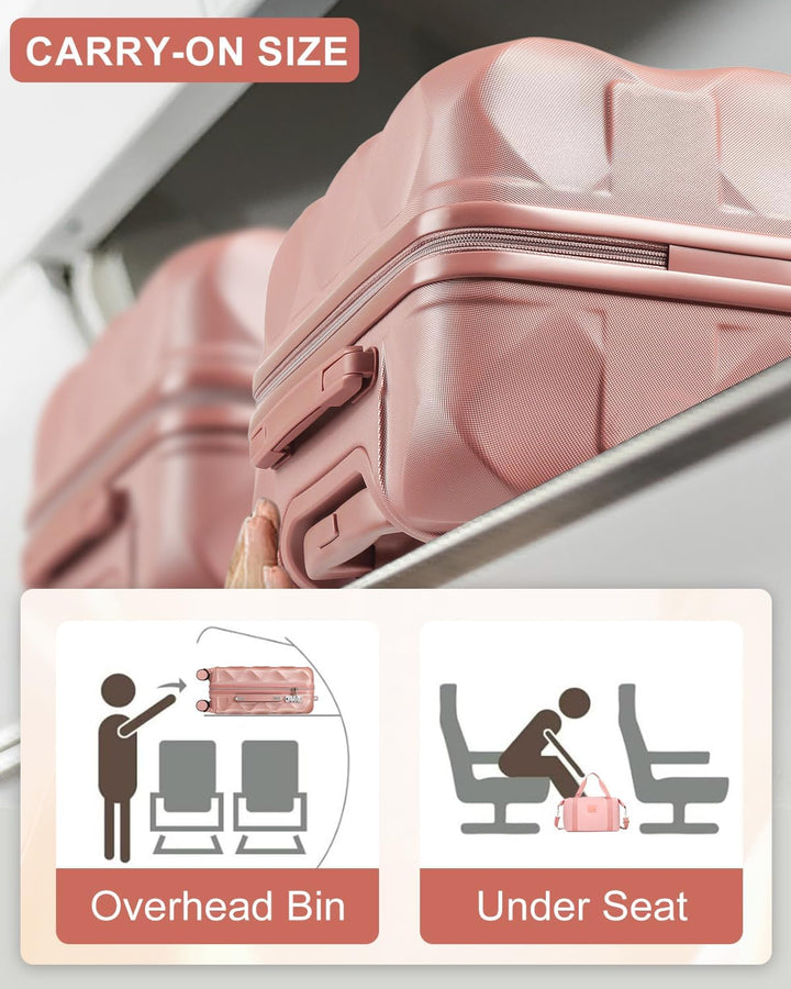 Handgepäck Koffer Trolley ABS Leicht Reisekoffer Hardschale 4 Rollen und TSA Schloss Mit 1 Reisetasc
