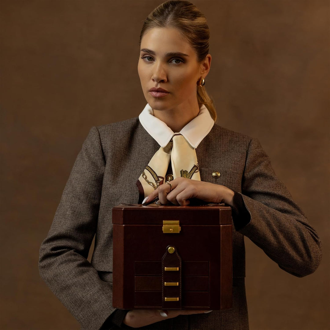 Time Resistance Leder Schmuckkästchen - Braun Schmuckaufbewahrung - Schmuck Verstauen - Schmuckkaste