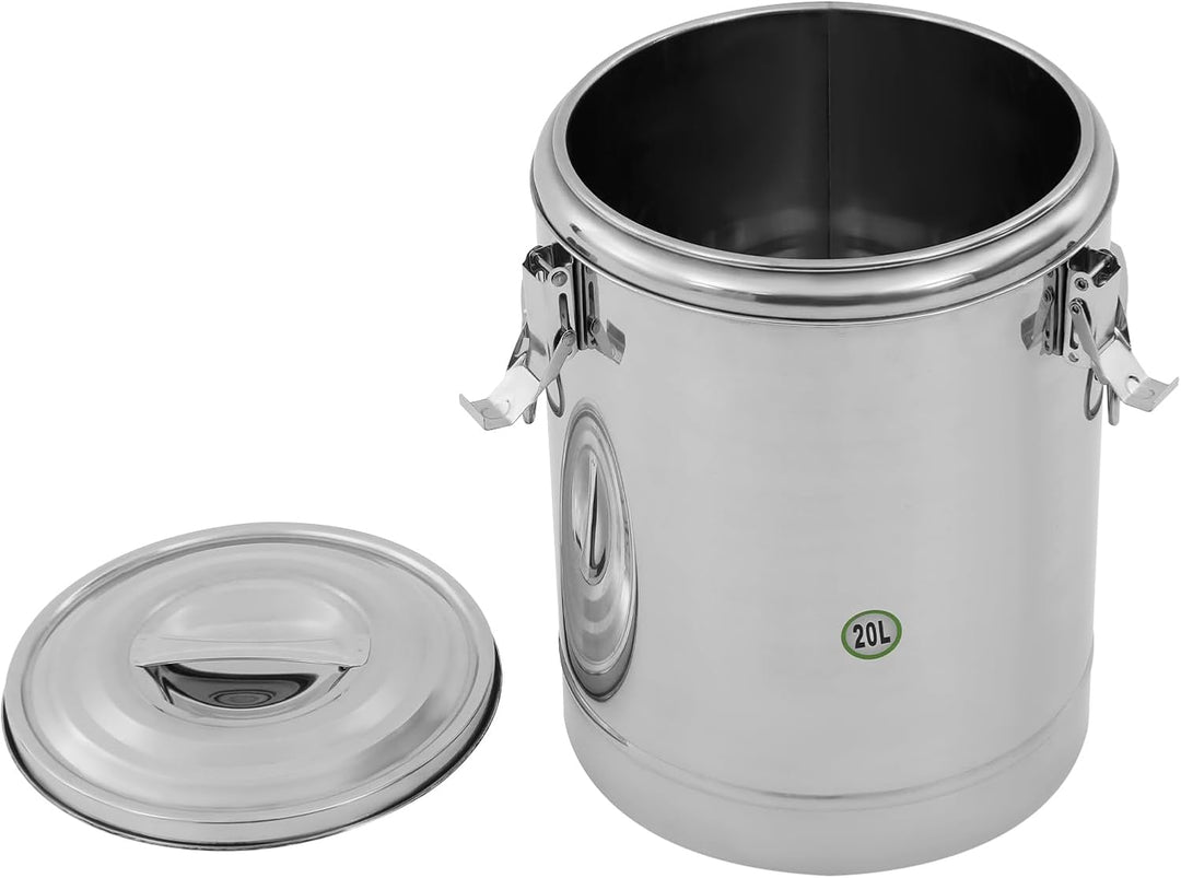 20L Thermobehälter für Essen Edelstahl Solierter Suppenbehälter mit Deckel Griffe Grosser Thermotran