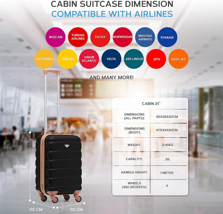 Flight Knight ABS-Hartschalenkoffer Kabinen- und Handgepackoptionen, die fur uber 100 Fluggesellscha