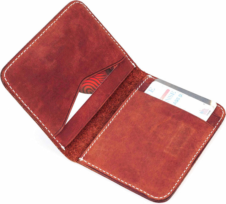 DUEBEL Herren Vollkorn Leder Bifold Reise Brieftaschen/Halter/Case/Protector, Rot