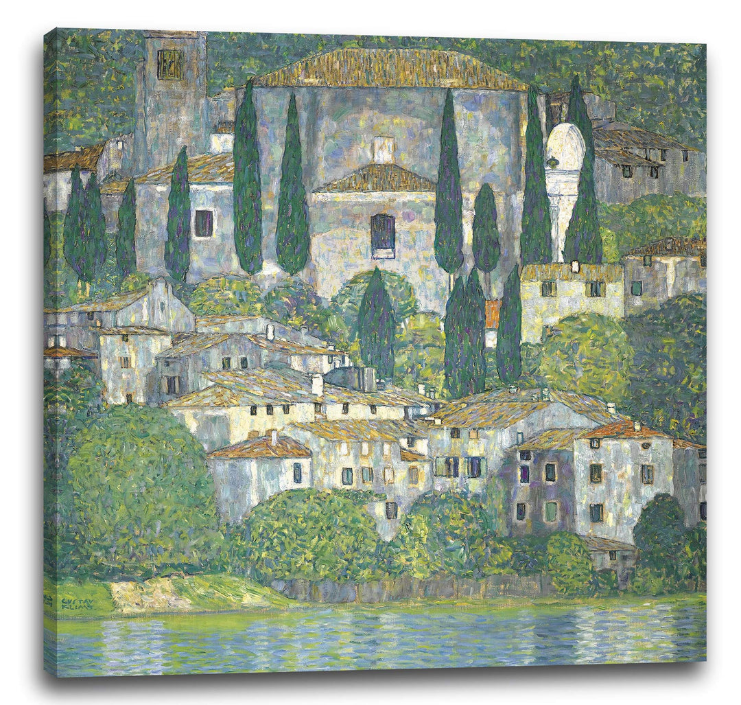 Printed Paintings Leinwand (70x70cm): Gustav Klimt - Kirche in Cassone (Landschaft mit Zypressen) (1