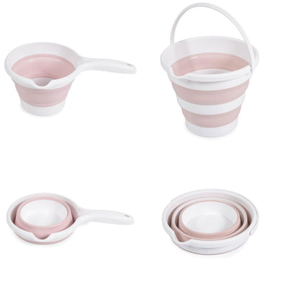 Cangaroo Badewannen-Set Hawaii 4-teilig faltbar Wasserablauf Ablagefächer Netz, Farbe:rosa, rosa