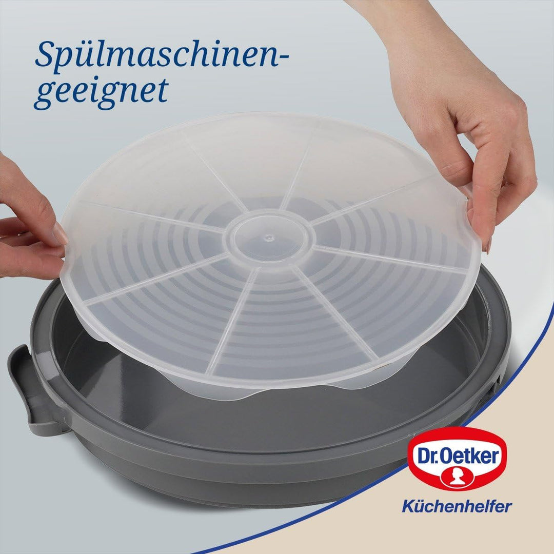 Dr. Oetker Transportbox für Kuchen extra hoch – Runde Tortentransportbox mit Einlegeboden – Platz fü