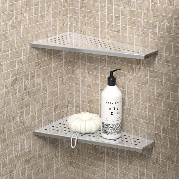 Wandablage 304 Edelstahl, Duschablage ohne Bohren mit Quadratloch | Modernes Schwebendes Design für