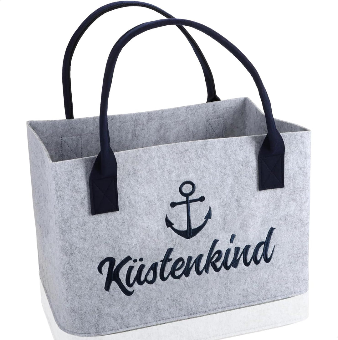 com-four® Filz-Shopper mit Henkel - faltbarer Aufbewahrungskorb aus Filz - Kaminholz-Tasche 40 x 26