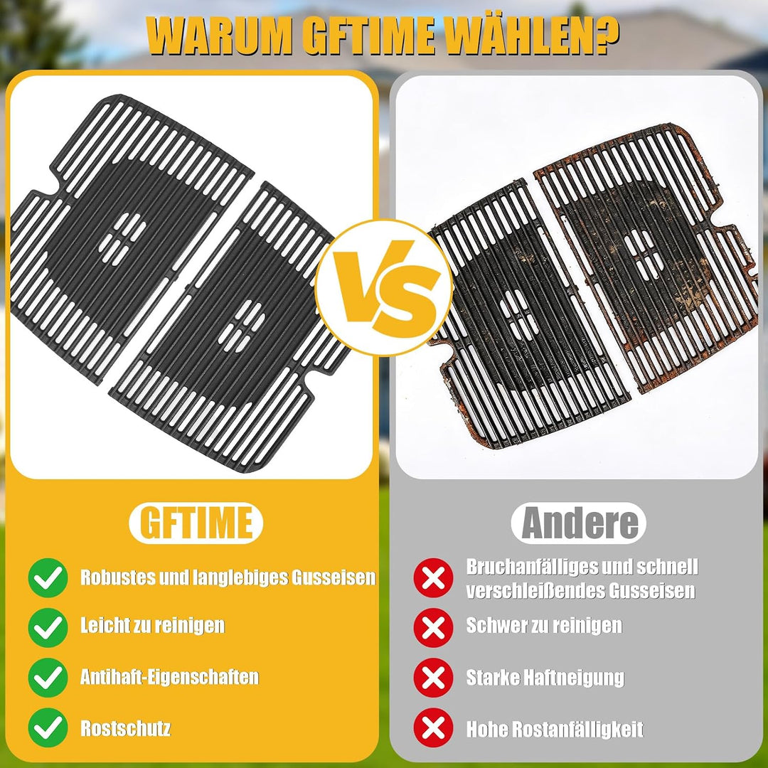 GFTIME Gusseisen Grillrost für Burnhard Wayne Tragbarer 2 Brenner