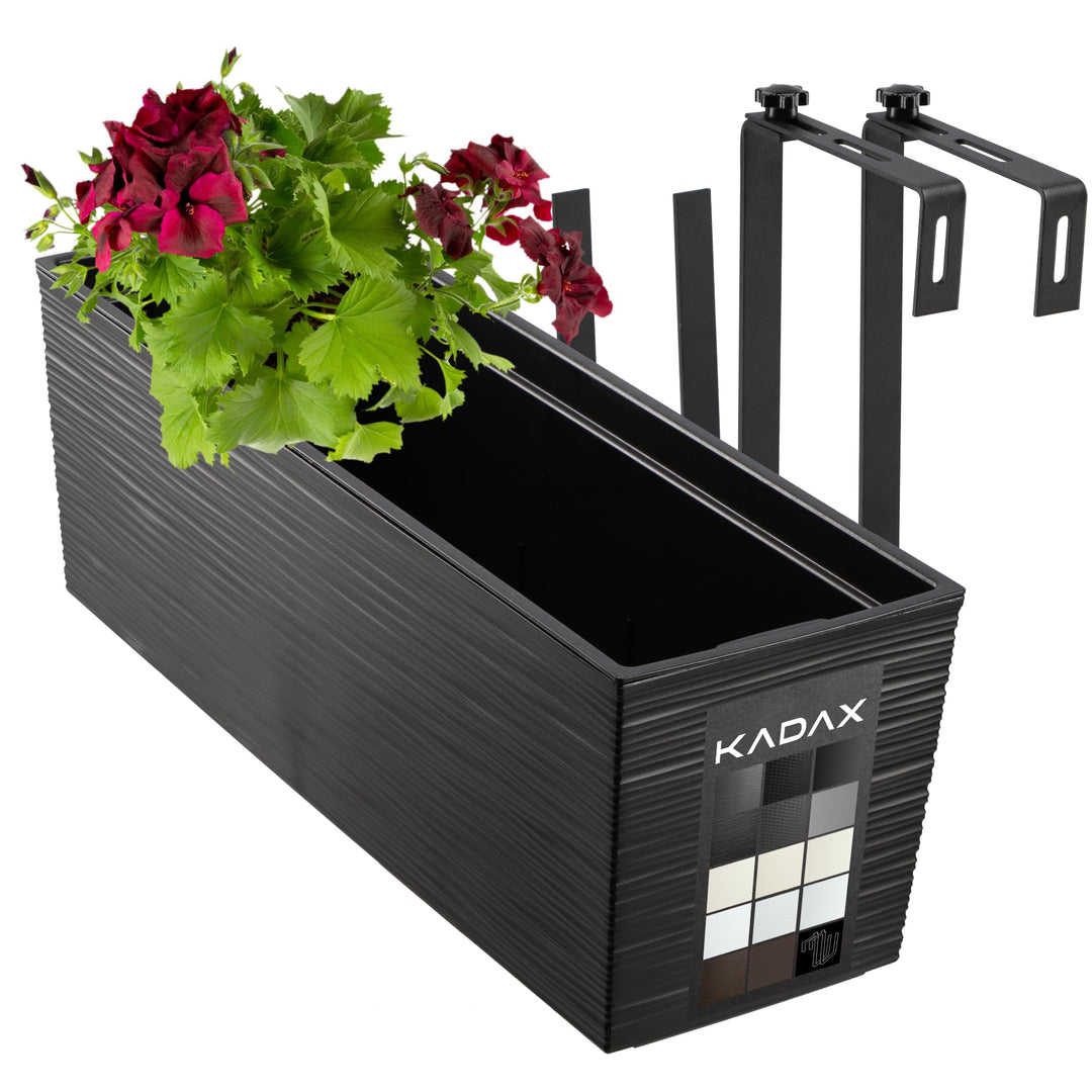 KADAX Blumenkasten aus Kunststoff, 18,5x56 cm, Pflanzkasten mit Einsatz, wetterfester Balkonkasten,