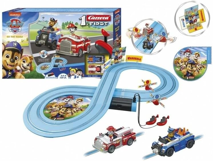 Carrera First PAW Patrol, On The Track – Spielbahn mit Chase & Marshall, kindgerechte Handregler, 2,