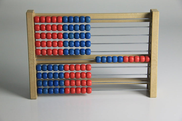 WISSNER® aktiv Lernen - 100 er Rechenrahmen, ab 3 bis 99 Jahre, rot/blau - RE-Wood® (Packung mit 2)