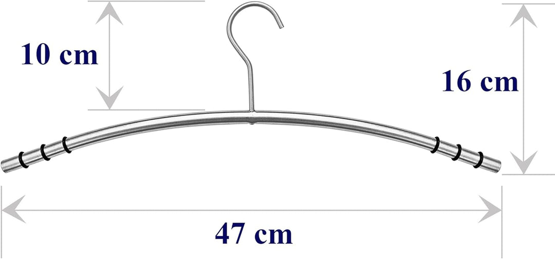 12 Stück Designer Kleiderbügel aus Edelstahl rostfrei matt gebürstet rutschfest mit 6 STK. antirutsc
