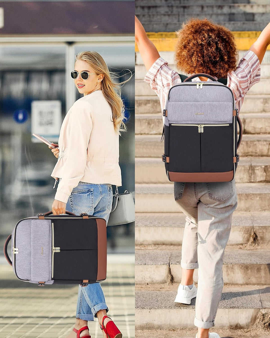LOVEVOOK Rucksack Handgepäck Flugzeug, Reiserucksack Damen Gross 40L Handgepäck Tasche, 45x36x20 Car
