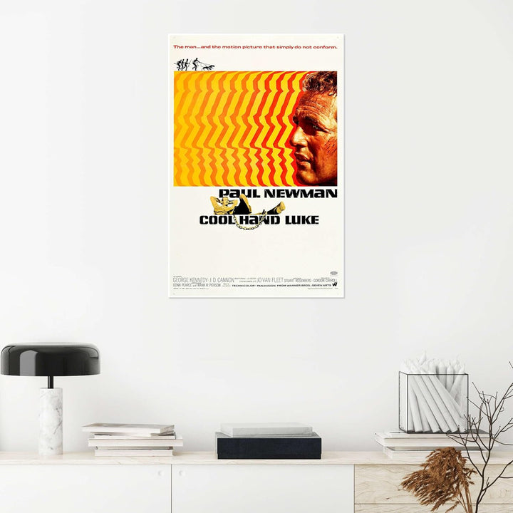 Paul Newman - Der Unbeugsame (englisch) Poster 40 x 60 cm Orange Wandbilder Wanddeko Papier 60L x 40
