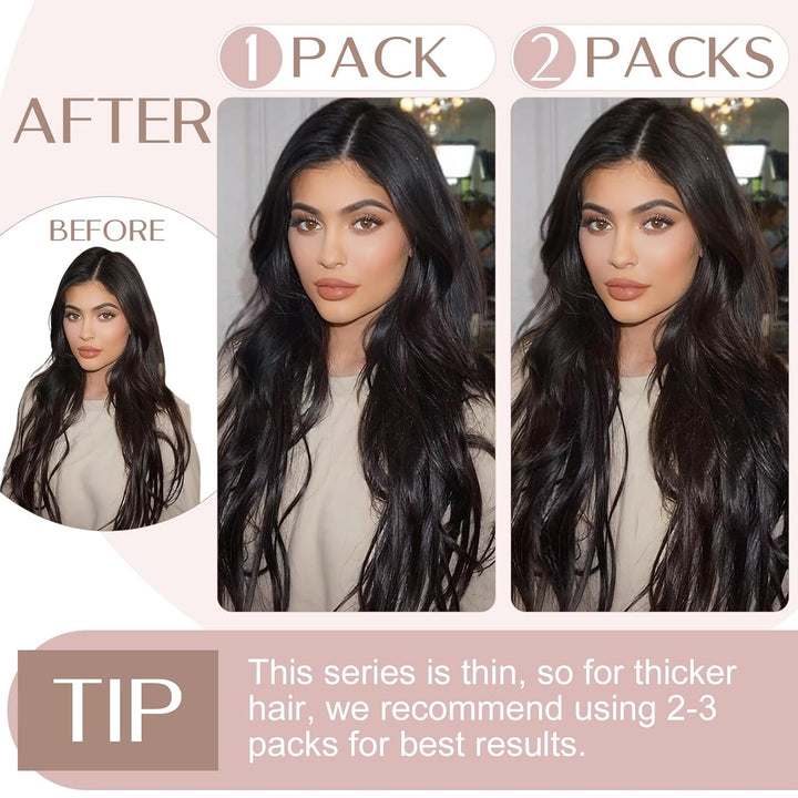 SEGO Haarverlängerung zum Anstecken, Echthaar, Monoband, unsichtbar – Haarverlängerung aus echtem Ec