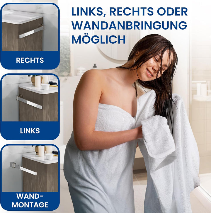 rtmr Handtuchhalter Wandmontage &amp; Schrankmontage, schwenkbar, Chrom, Premium Gästehandtuchhalter aus