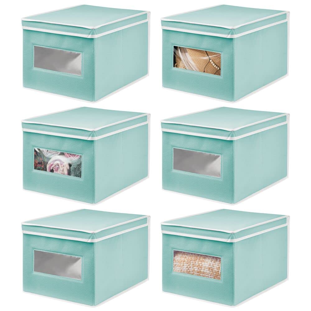 mDesign Stoffbox – praktische Aufbewahrungsbox mit Klappdeckel für Schlaf-, Wohn- oder Badezimmer –