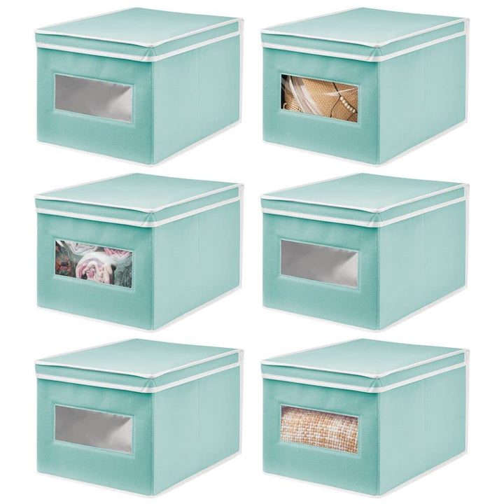 mDesign Stoffbox – praktische Aufbewahrungsbox mit Klappdeckel für Schlaf-, Wohn- oder Badezimmer –
