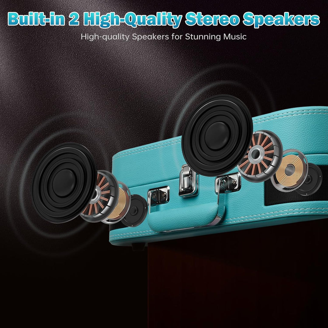 Plattenspieler mit Lautsprechern & Bluetooth 5.4 | Schallplattenspieler 33/45/78 U/min | USB-Digital