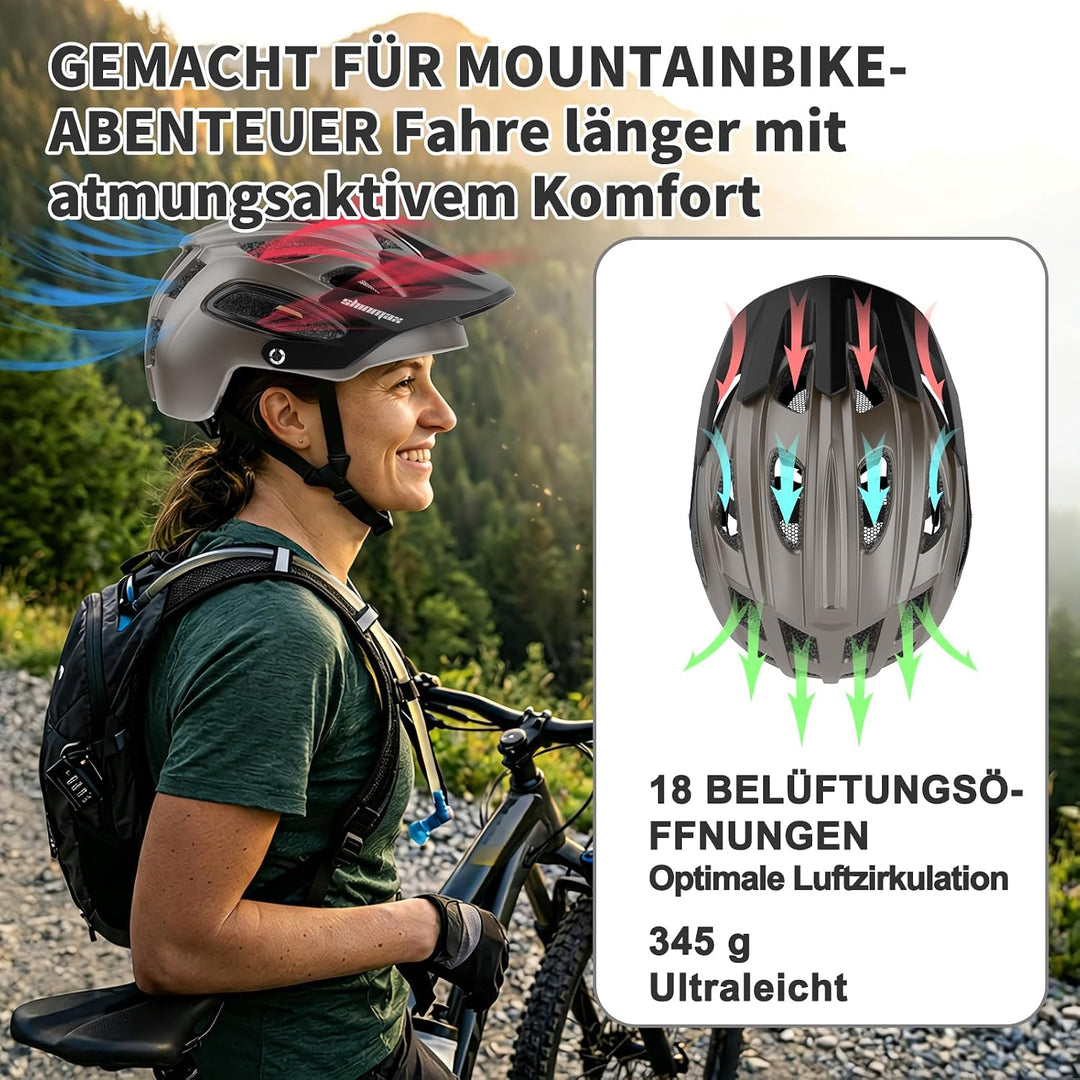 Shinmax Fahrradhelm für Herren Damen, Fahrrad Helm mit Beweglich Visier Titan L(58-61CM), Titan L(58