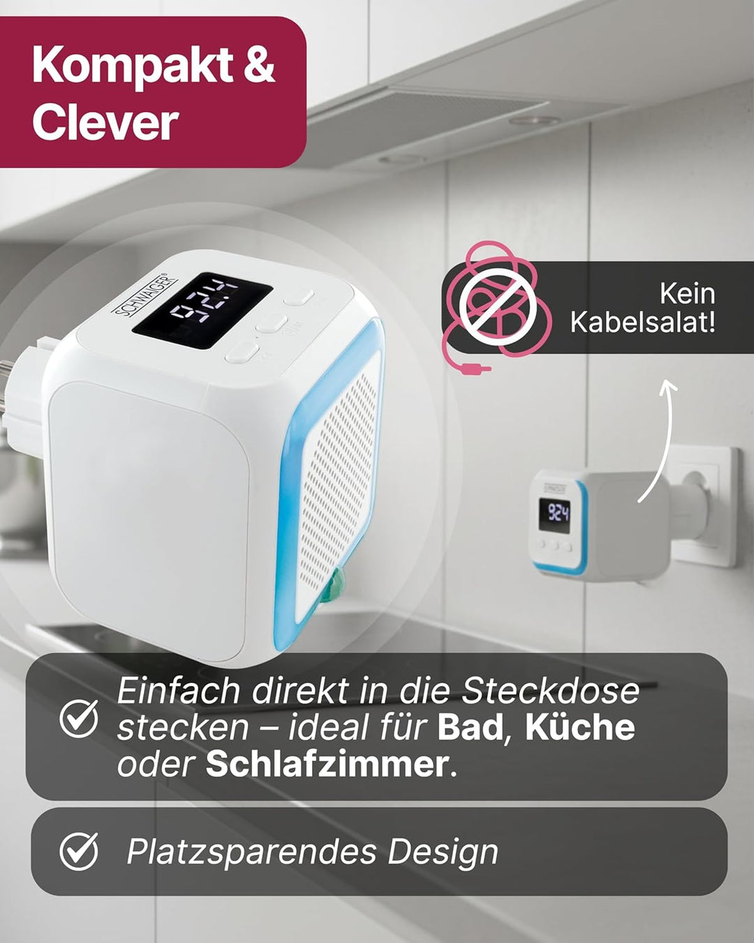 SCHWAIGER RAFM0100 Steckdosenradio Badezimmerradio Radio Steckdose FM Bluetooth Steckdosenlautsprech