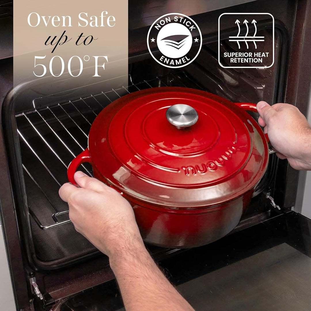 Gusseisen-Topf mit Deckel – Emaille-Schmortopf mit Antihaft, Ofenfest bis 260°C – Robuster Dutch Ove