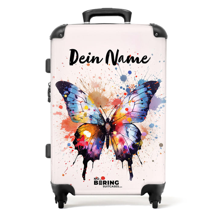 NoBoringSuitcases.com® Kinderkoffer Mädchen - Schmetterling Aquarell - Leicht - Koffer Kinder Mädche