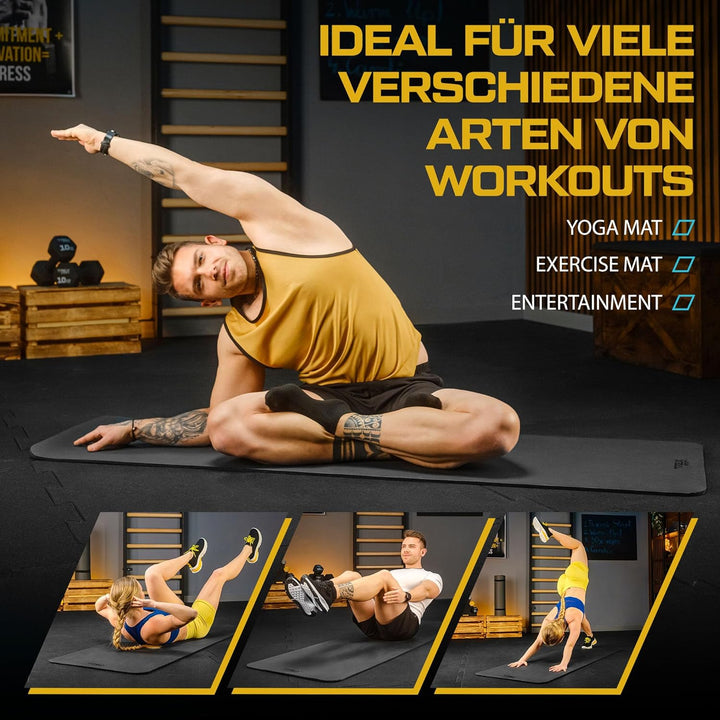 TREX SPORT Gymnastikmatte extra dick und weich | Fitnessmatte 180x60x1cm mit Tragegurt | Yogamatte r