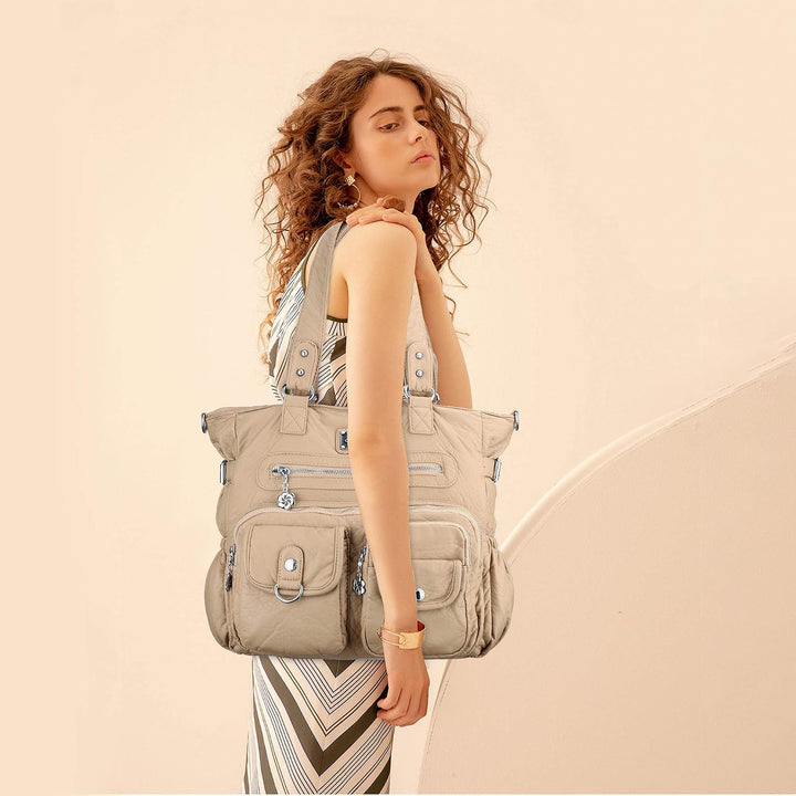 AngelKiss Handtasche Damen Schultertasche Multifunktionale Umhängetaschen Gewaschenes Veganes Leder