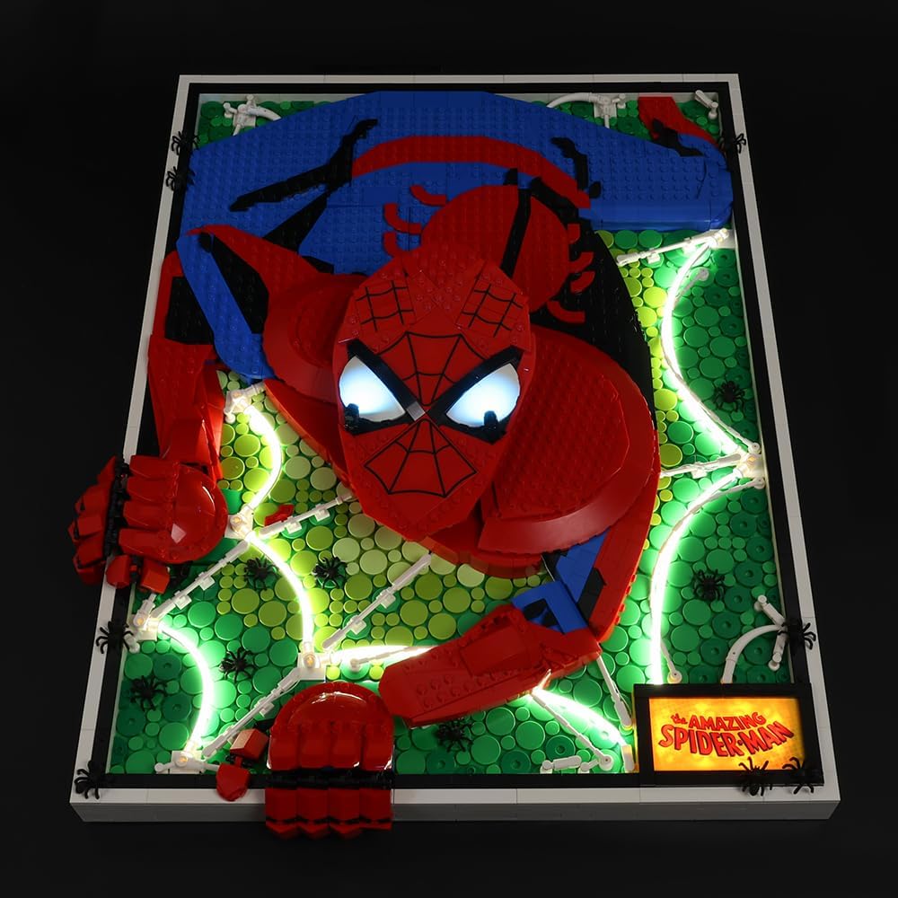 Kyglaring Kompatibel mit Lego Art The Amazing Spider-Man Poster 31209 Bausteine, Beleuchtungszubehör