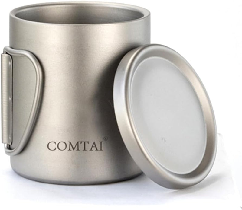 SPORTARC Tragbarer Camping-Wasserbecher, Titan-Tasse, doppelwandige Titan-Wassertasse, Kaffee-Tee-Be
