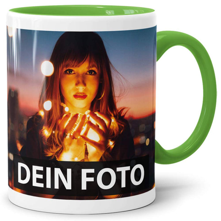Foto-Tasse zum selbst gestalten mit Foto und Text/mit individuellen Druck in Profiqualität/Personali