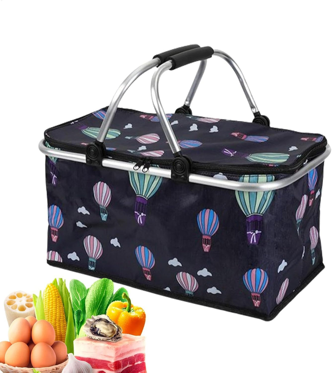 Isolierter Picknickkorb – 30 l tragbarer Bàsket-Kühler | wasserdichter grosser Picknickkorb | Faltba