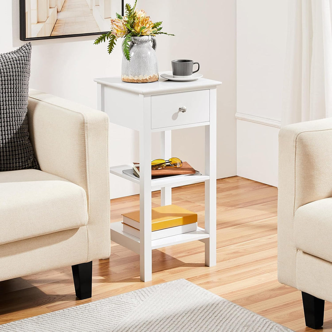 Yaheetech 2er Set Nachttisch weiss, Nachtschrank mit Schublade & 2 Abalgen, Moderne Nachtkommode für