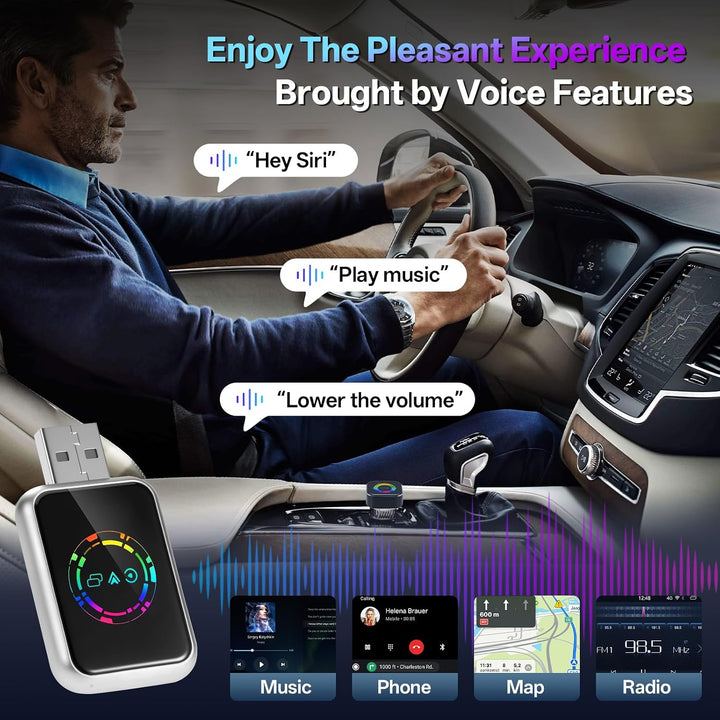 4 in 1 CarPlay Wireless Adapter, Kabelgebunden zu Kabellos für CarPlay & Android Auto, mit MirrorLin
