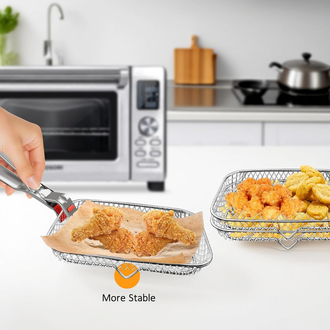3-Schicht Luftfritteuse-Grillrost Air Fryer Rack Zubehör Edelstahl Grill Dehydrator Rack stapelbar A