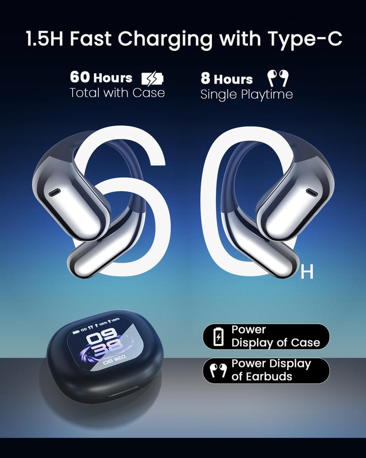 ANSTEN KI Übersetzer kopfhörer, Open Ear Kopfhörer Bluetooth 5.4, 4-in-1 Translator Earbuds mit OWS