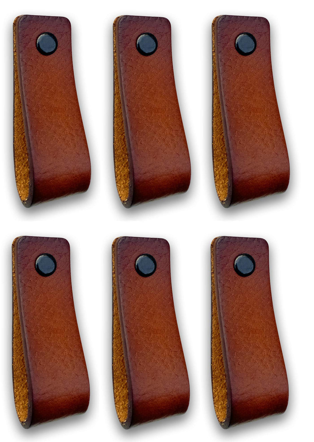Brute Strength - Ledergriffe für Möbel - Cognac - 6 Stück - 16,5 x 2,5 cm - Schrankgriff, Türgriff f