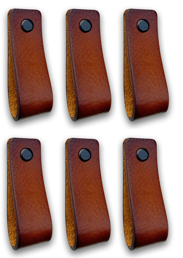 Brute Strength - Ledergriffe für Möbel - Cognac - 6 Stück - 16,5 x 2,5 cm - Schrankgriff, Türgriff f
