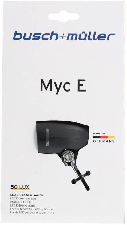 busch+müller Busch & Müller Unisex – Erwachsene Myc E Fahrrad Scheinwerfer, schwarz, one Size