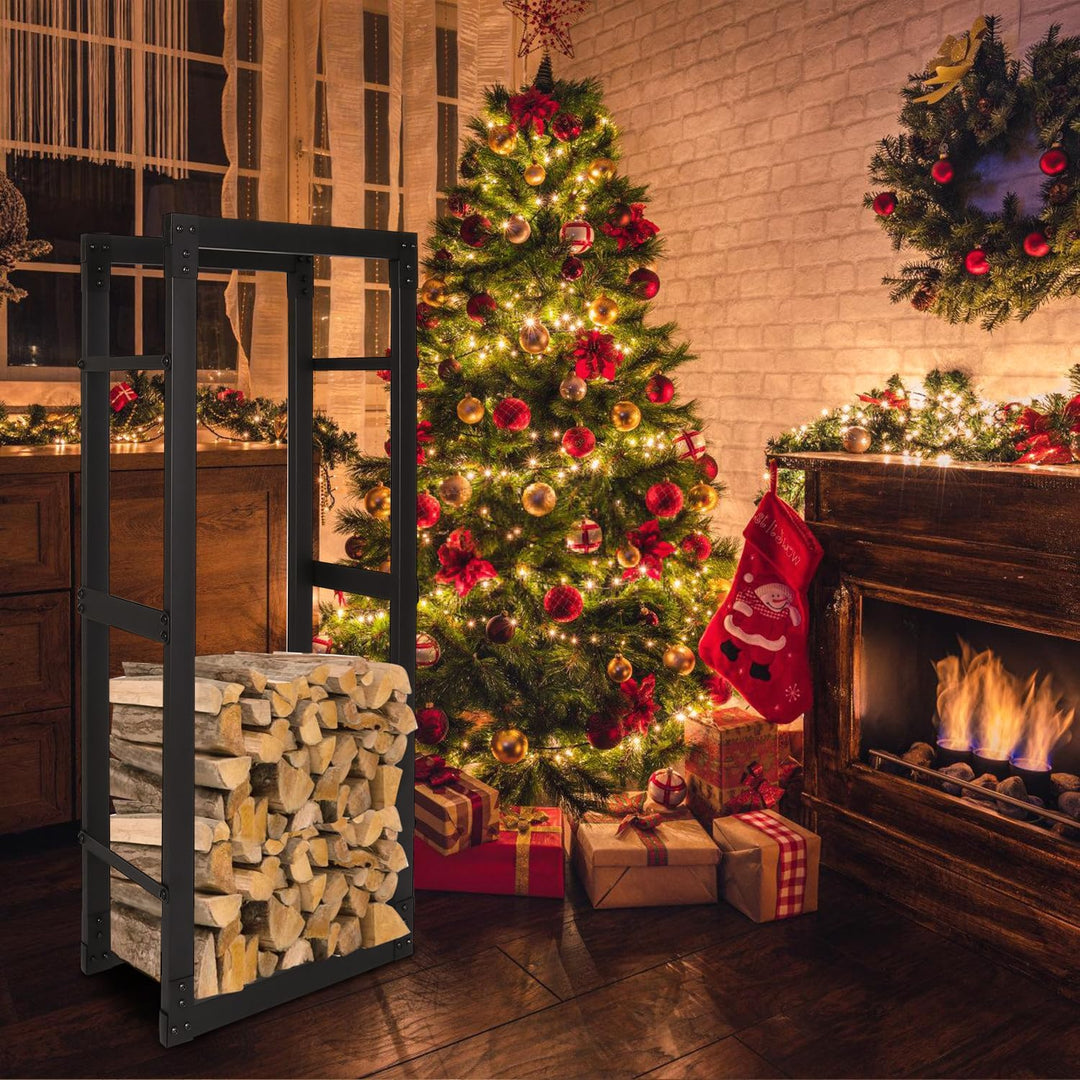 Jopassy Kaminholzregal innen metall 40x25x150CM Brennholzregal für innen aussen, Kaminholzständer, K
