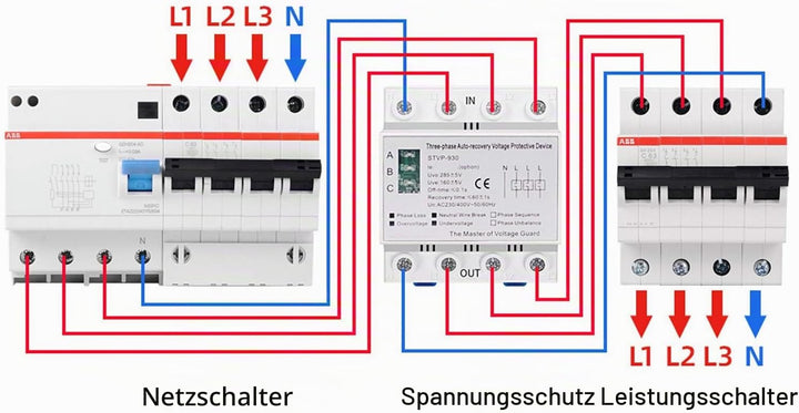 Überspannungsschutz Spannungsschutz 3-phase voltage LCD multifunction self-reset STVP-932 230 V/400
