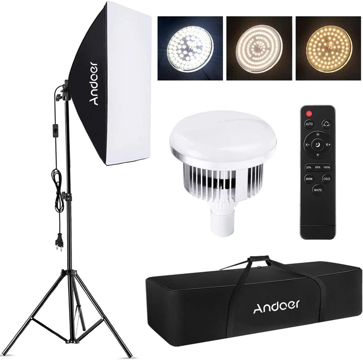 Andoer Fotografie Studio Licht Kit Softbox-Beleuchtungsset mit 85W 2800K-5700K Zweifarbiger LED-Lich