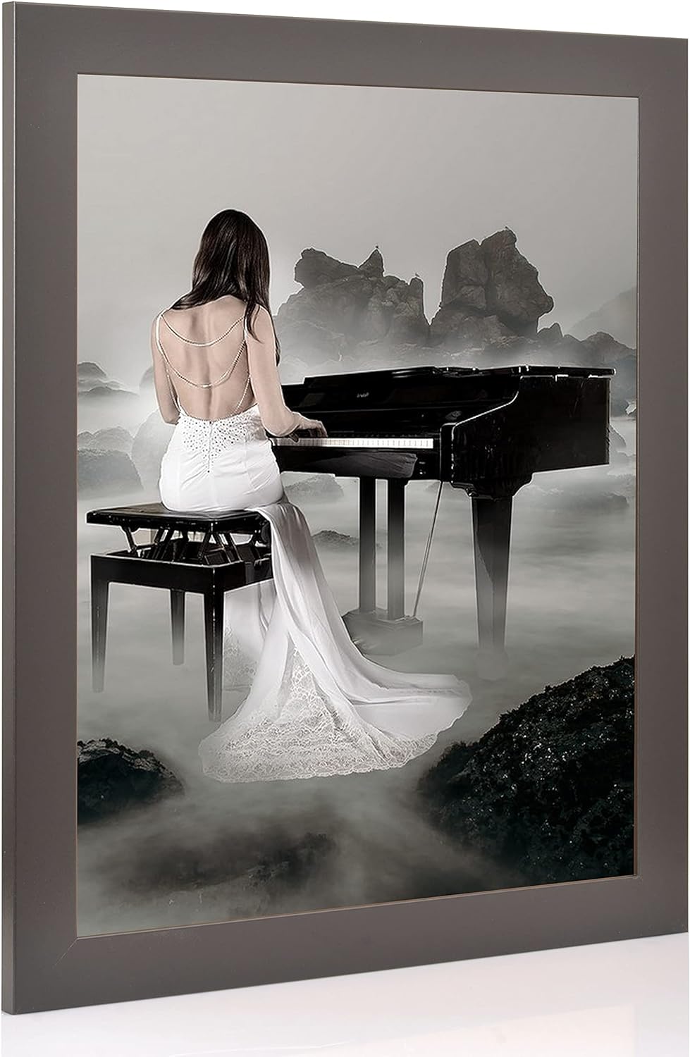 rahmengalerie24 Bilderrahmen 37,5x98 cm New Rio Rahmen schwarz Holz Acrylglas ohne Passepartout Port