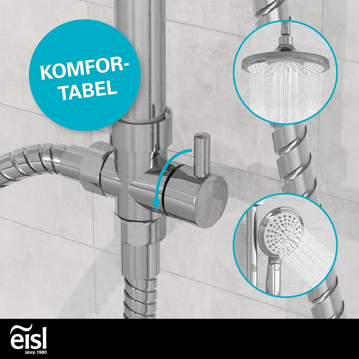EISL Duschset SOMMERREGEN, Duschgarnitur mit Regendusche (Ø 220 mm) und Handbrause 3 Strahlarten, id
