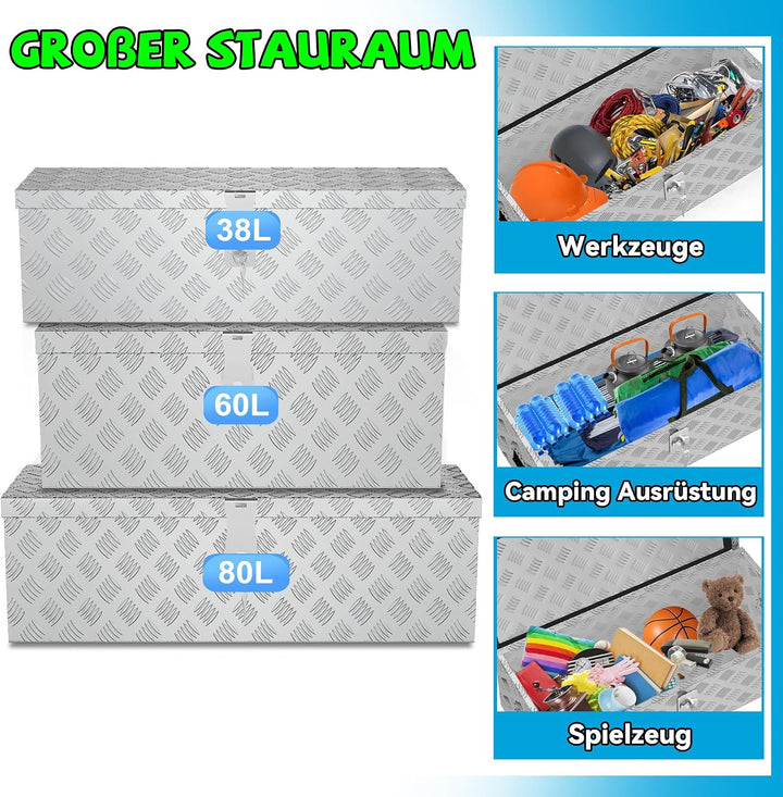 Froadp Aluminium Kiste mit Deckel, 762x330x244 mm Alubox Werkzeugkiste abschliessbar, wasserdichte A