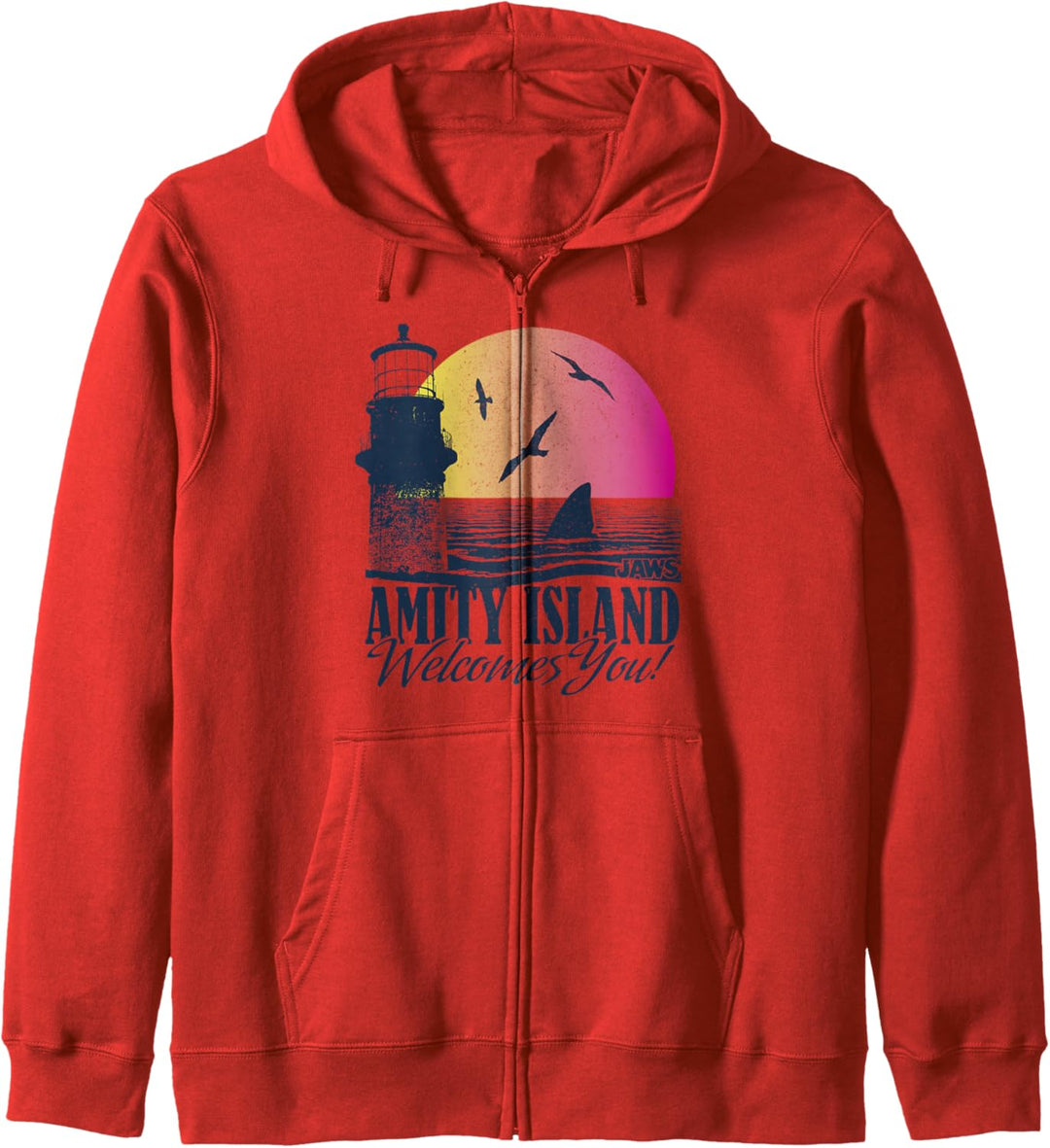 Jaws Amity Island Welcomes You Shark Fin Sunset Kapuzenjacke