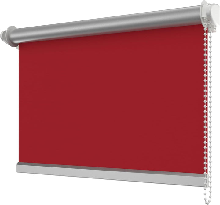 INTERDECO Verdunkelungsrollo/Thermo Rollo, Rot BxH 83,5 x 175 cm, Klemmfix Rollos ohne Bohren, Seite