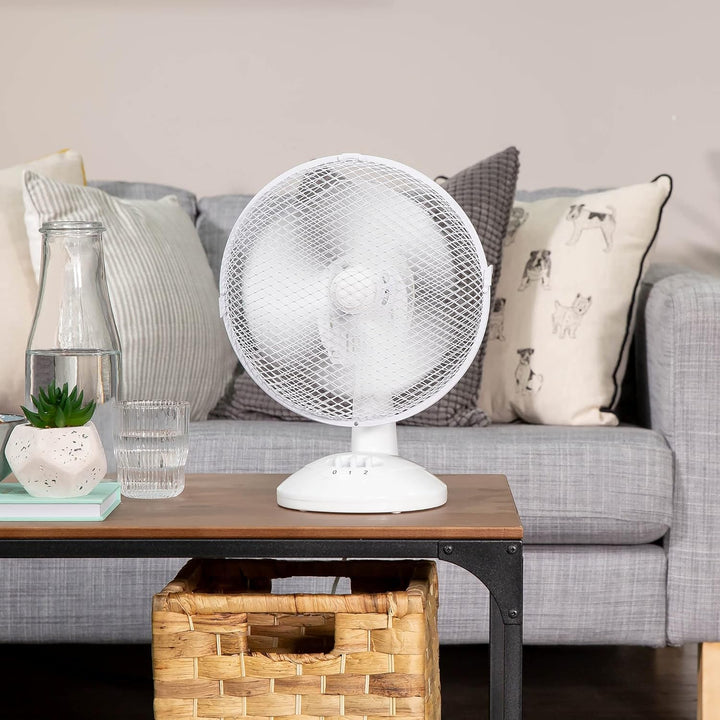 Russell Hobbs RHPDF0921 Tischventilator, tragbar, 23 cm, 2 Geschwindigkeiten, Weitwinkel-Schwenken,