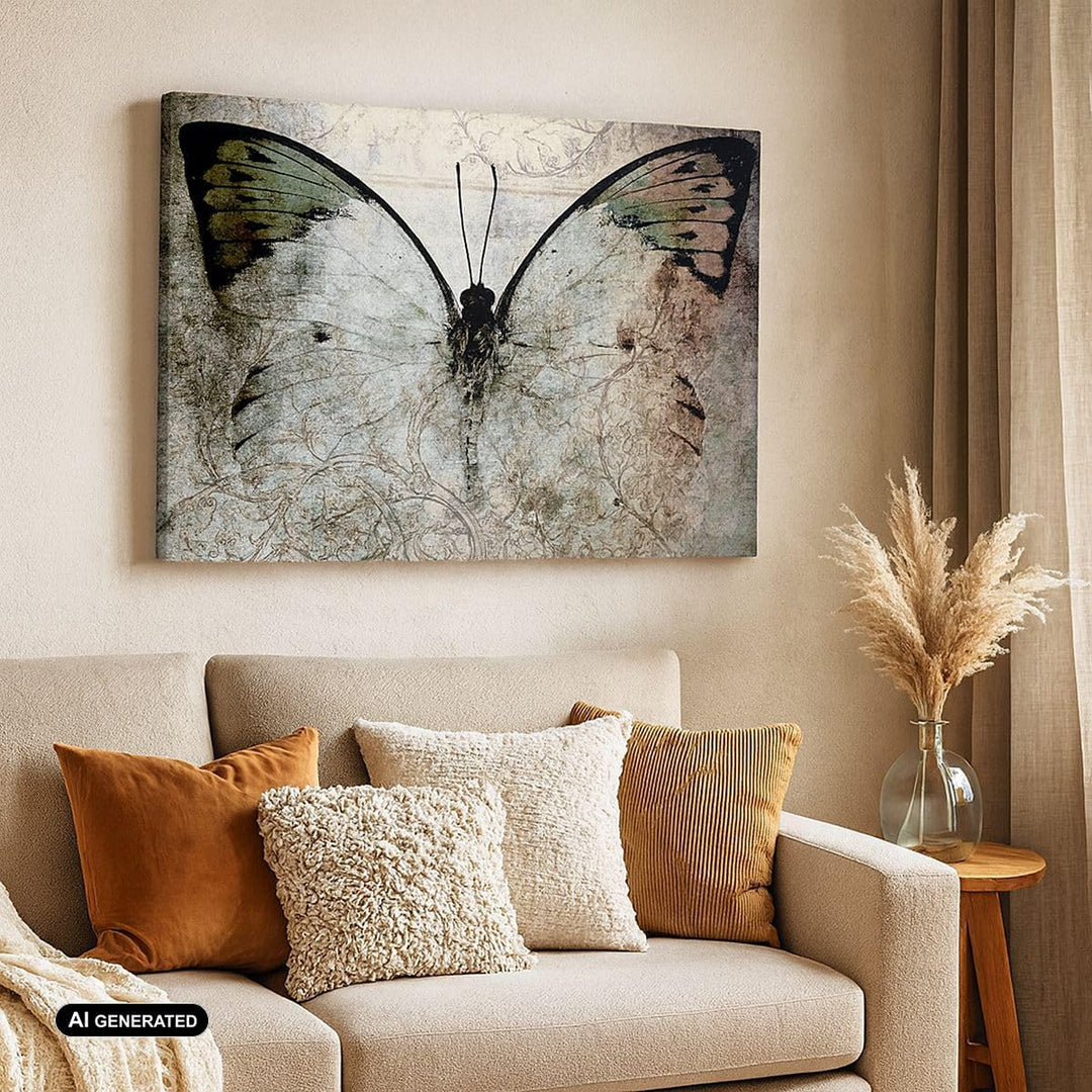 Bilder auf Leinwand Schmetterling Abstraktion Leinwandbild 70x50cm Wandbilder Dekoration Wohnzimmer